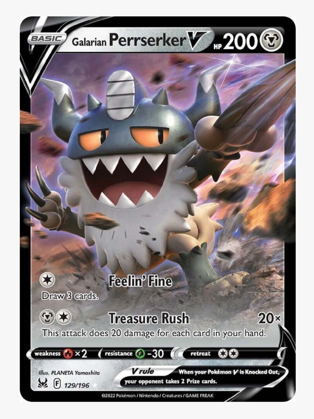 Galarian Perrserker V SWSH11: Lost Origin Pokemon Trading Card